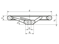 Technical drawing with dimensions of Handwheels with reamed hole H7, polished rim