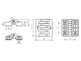 Technical drawing with dimensions of ELESA® CFA-TI-SH - Hinges with pass-through holes for countersunk head screws and rear housing to accommodate the head of threaded inserts