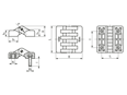 Technical drawing with dimensions of ELESA® CFA-B-p - Hinges with brass boss nickel plated and threaded studs steel nickel plated