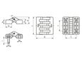 Dessin technique avec dimensions de ELESA® CFA-p-SH - Charnières avec goujons filetés en acier nickelé et trous traversants avec sièges pour vis à tête fraisée plate