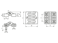 Dibujo técnico con dimensiones de ELESA® CFA-p-CH - Bisagras con vástagos roscados de acero niquelado y perforaciones de paso para tornillos cilíndricos
