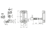 Technische Zeichnung mit Maßen von ELESA® CFSW-FC-B - Scharniere mit integriertem Sicherheitsschalter 0,2 m Anschlusskabel, 8-Leiter Ausgang hinten