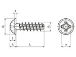 Technical drawing with dimensions of EJOT PT®