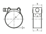 含尺寸的技術圖：MIKALOR SUPRA - 軟管夾 用於高壓力
