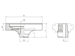 Dibujo técnico con dimensiones de ELESA® VDN.FP-A - Volantes de disco núcleo de acero pavonado, sin taladrar, anillo de aluminio agujero pasante H7
