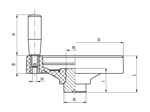 Technical drawing with dimensions of ELESA® VDN.FP+I