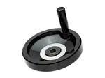 Product image of ELESA® VDN.FP+I-A - Solid handwheels with revolving handle, black-oxide steel hub, ring matte anodized aluminum through hole H7