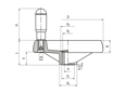 Disegno tecnico con quote di ELESA® VRTP+I - Volantini a razze con impugnatura girevole, boccola in acciaio brunito