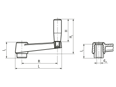 Dessin technique avec dimensions de ELESA® MT. - Manivelles avec poignée tournante, moyeu en acier bruni avec trou traversant H7