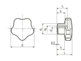 Technische Zeichnung mit Maßen von ELESA® VC.192 - Sterngriffe mit Metallbuchse Stahlbuchse brüniert mit Sackloch
