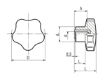 Dessin technique avec dimensions de ELESA® VC.192-SST - Volants à lobes avec douille filetée en INOX
