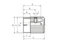 Technical drawing with dimensions of ELESA® IZP+K - Knurled control knobs with triangular index with aluminum cover plate