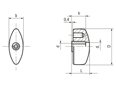 Rysunek techniczny z wymiarami ELESA® CT.476 FP - Nakrętki skrzydełkowe z wkładką z mosiądzu