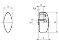 Dibujo técnico con dimensiones de ELESA® CT.476 - Muletillas de fijación con casquillo de latón y agujero roscado ciego