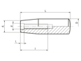 Technical drawing with dimensions of ELESA® I.280 - Handles with tapped blind hole