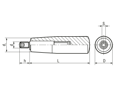 Dessin technique avec dimensions de ELESA® I.301+x - Poignées cylindriques tournantes goujon fileté à six pans creux en acier zingué