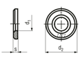 Dessin technique avec dimensions de Rondelles plates chanfreinées pour vis à tête hexagonale et écrous