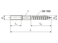 Technical drawing with dimensions of Hanger bolts