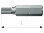 Technische Zeichnung mit Maßen von Schraubendreher-Einsätze 1/4" für Schrauben mit Innensechsrund Torx Plus®, kurze Ausführung