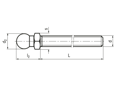 Technical drawing with dimensions of ELESA® SM. - Threaded stems for bases