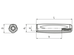 Disegno tecnico con quote di ELESA® Ergostyle EGH-SOFT - Impugnature cilindriche per montaggio a pressione