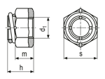Dessin technique avec dimensions de Vargal® - Ecrous de sécurité tout métal