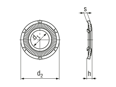 Technical drawing with dimensions of Rip-Lock™ - Toothed contact washers