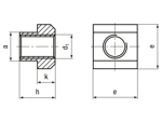 Technical drawing with dimensions of Nuts for T-slots