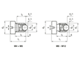 Technical drawing with dimensions of HALDER EH 22050. - Spring plungers with ball and cylindrical head with slot standard spring pressure