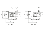 Technical drawing with dimensions of HALDER EH 22050. - Spring plungers with ball and cylindrical head with slot standard spring pressure