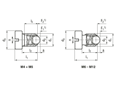 Technical drawing with dimensions of HALDER EH 22050. - Spring plungers with ball and cylindrical head with slot standard spring pressure