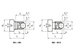 Technical drawing with dimensions of HALDER EH 22050. - Spring plungers with ball and cylindrical head with slot standard spring pressure