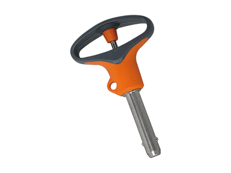 제품 이미지: HALDER EH 22370. - Ball lock pins self-locking, with elastic grip Handle: gray / orange