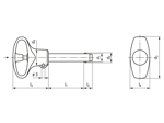 Disegno tecnico con quote di HALDER EH 22370. - Imbastitori a sfera autobloccanti, con impugnatura elastica impugnatura: grigia / arancione