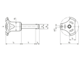 Disegno tecnico con quote di HALDER EH 22370. - Imbastitori a sfera autobloccante, con impugnatura combinata impugnatura: grigia / arancione