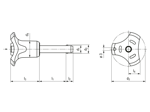 Disegno tecnico con quote di HALDER EH 22370. - Imbastitori a sfera autobloccante, con impugnatura combinata impugnatura: grigia / arancione