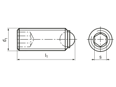 Technical drawing with dimensions of HALDER EH 22720. - Ball-ended thrust screws headless, with hex socket, round ball