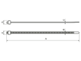 Dessin technique avec dimensions de Panduit® Sta-Strap® - Attaches de câbles réglables (avant de serrer et couper)