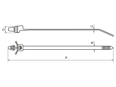 Technische Zeichnung mit Maßen von Panduit® Pan-Ty® - Ankerkabelbinder hitzestabilisiert