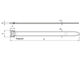 Disegno tecnico con quote di Panduit® Tak-Ty® - Fascette autoaggancianti con anello di arrotolamento