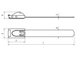 Teknisk tegning med mål af Panduit® Pan-Steel® - Kabelbindere med kuglelås