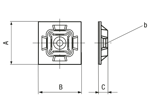 Technical drawing with dimensions of Panduit® - 4-way adhesive backed mounts for cable ties