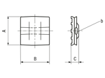 Technische Zeichnung mit Maßen von Panduit® - Klebeplatten für Kabelbinder Epoxydanwendungen