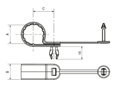 Disegno tecnico con quote di Panduit® Pan-Clamp™ - Morsetti a diametro fisso per carichi pesanti