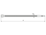 Technische Zeichnung mit Maßen von FASTEKS® FCT N - Kabelbinder