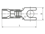 Dibujo técnico con dimensiones de Panduit® Pan-Term® - Terminales de cable a presión tipo horquilla con aislamiento PVC