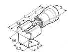 Dibujo técnico con dimensiones de BM - Terminales mixtos preaislados en PVC con manguito de cobre antivibración