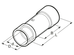 Dibujo técnico con dimensiones de BM - Conector prolongación punta-punta preaislados en PVC