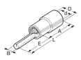 Technical drawing with dimensions of BM - Round pins PVC insulated