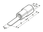 Dibujo técnico con dimensiones de BM - Terminales con puntera plana preaislados en PVC